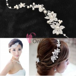 Tiara Ti001 Argintie pentru mirese cu cristale si perle